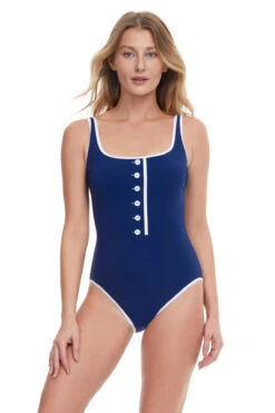 Square Neck Over The Shoulder One Piece Swimsuit