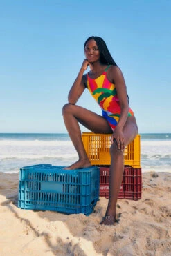 Farm Rio Graphic Sunshine High Neck One Piece Swimsuit -Swimming Gear Shop 299783 One Piece Swimsuit Graphic Sunshine Lifestyle