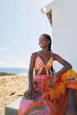 Farm Rio Mixed Scarves Crop Top -Swimming Gear Shop 302938 Apparel Top Multi Lifestyle