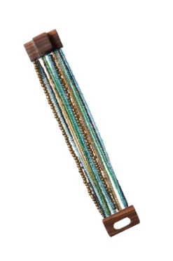 Seed Bead Wood BuckleBracelet -Swimming Gear Shop 30709 Bracelet Turquoise Front2
