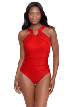 Miraclesuit Aphrodite High Neck Notched One Piece Swimsuit