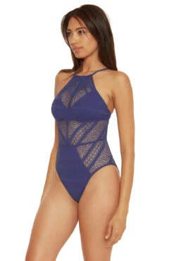 Avah High Neck One Piece Swimsuit -Swimming Gear Shop 711337 One Piece Swimsuit Deep Water Side1