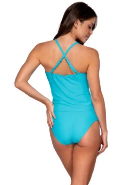 Simone Convertible Strap Tankini Top -Swimming Gear Shop 81TBLUBL Tankini Top Blue Bliss Back1