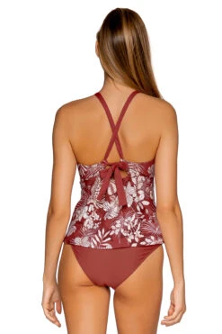 Mia High Neck Tankini Top -Swimming Gear Shop 87THAWHI Tankini Top Hawaiian Hideaway Back