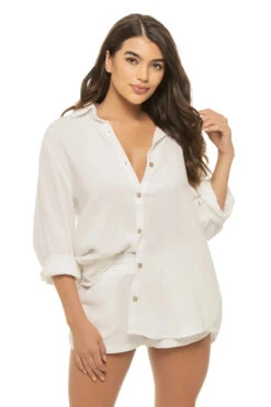 Gauze Button Up Shirt Dress