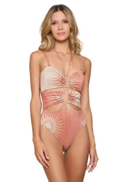 Metallic Cutout One Piece Swimsuit -Swimming Gear Shop CL23262M One Piece Swimsuit Canyon Sunset Front