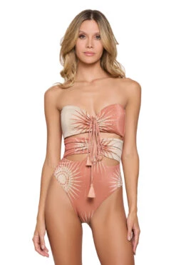 Metallic Cutout One Piece Swimsuit -Swimming Gear Shop CL23262M One Piece Swimsuit Canyon Sunset Front2