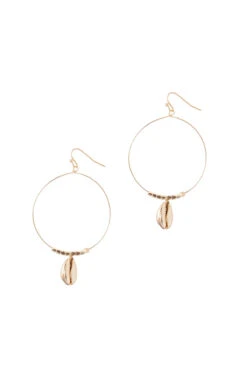 Cowrie Drop Hoop Earrings