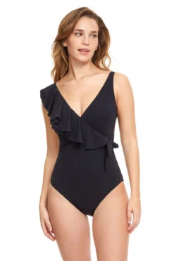 Ruffle Surplice One Piece Swimsuit