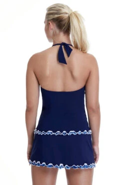Ruffle Halter Tankini Top 5 Ruffle Halter Tankini Top -Swimming Gear Shop PRO BLUE NV Tops Back 99042