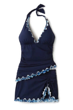 Ruffle Halter Tankini Top 7 Ruffle Halter Tankini Top -Swimming Gear Shop PRO BLUE NV Tops Laydown 99042