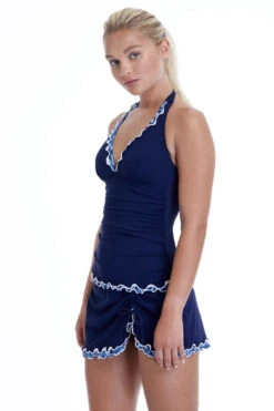 Ruffle Halter Tankini Top 6 Ruffle Halter Tankini Top -Swimming Gear Shop PRO BLUE NV Tops Side 99042