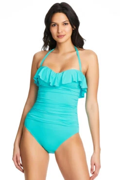 Ruffle Bandeau One Piece Swimsuit -Swimming Gear Shop RBKK22213 One Piece Swimsuit Wave runner Front1