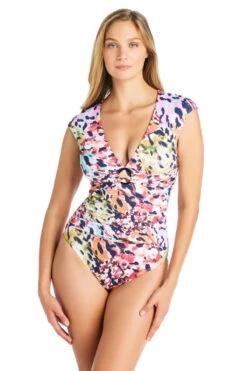 Mio Cap Sleeve One Piece Swimsuit