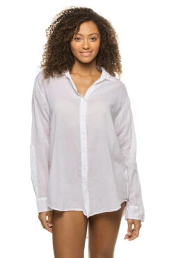 Work Play Oversized Shirt Dress -Swimming Gear Shop SP23 20 396A18 Apparel Top White Front